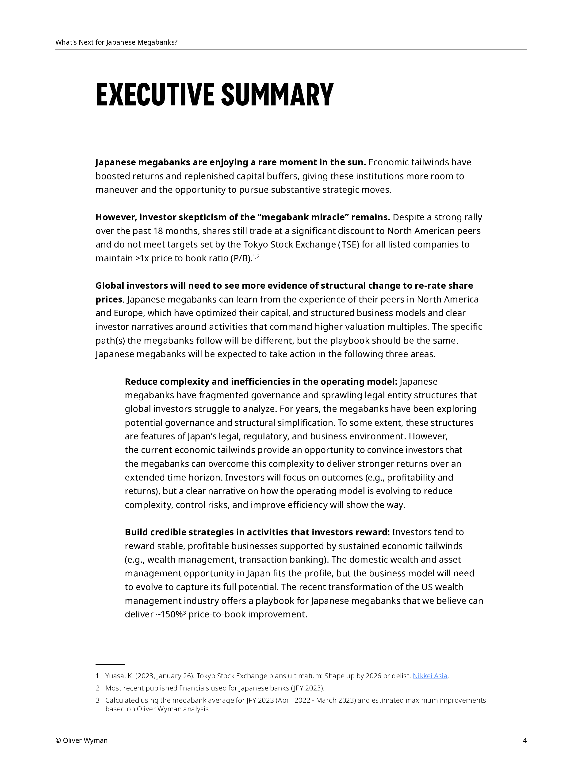 奥纬咨询OliverWyman2024日本大型银行未来展望报告英文版24页